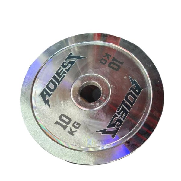 Polished chrome Olympic weight plates