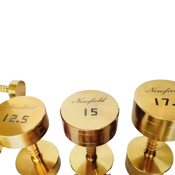 Brass-gold finished luxury dumbbells