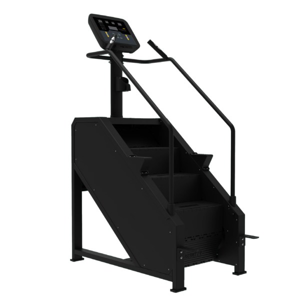 All-black commercial stepmill with touchscreen console, model ALST-SL40