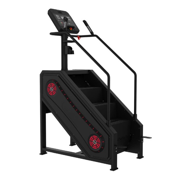Matte-black commercial stepmill with red LED side accents, model ALST-SL60