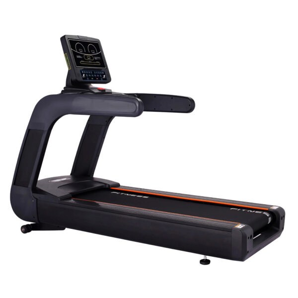 Matte-black commercial treadmill with HD console, model ALST-T5