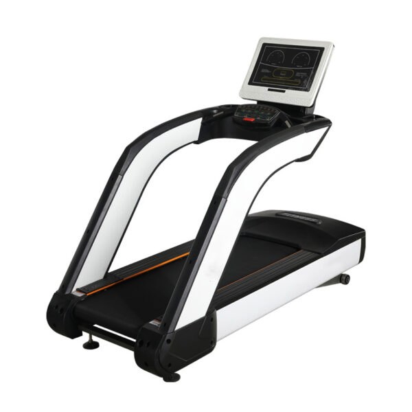 Commercial treadmill with curved silver-arch frame and HD console, model ALST-ZF8600