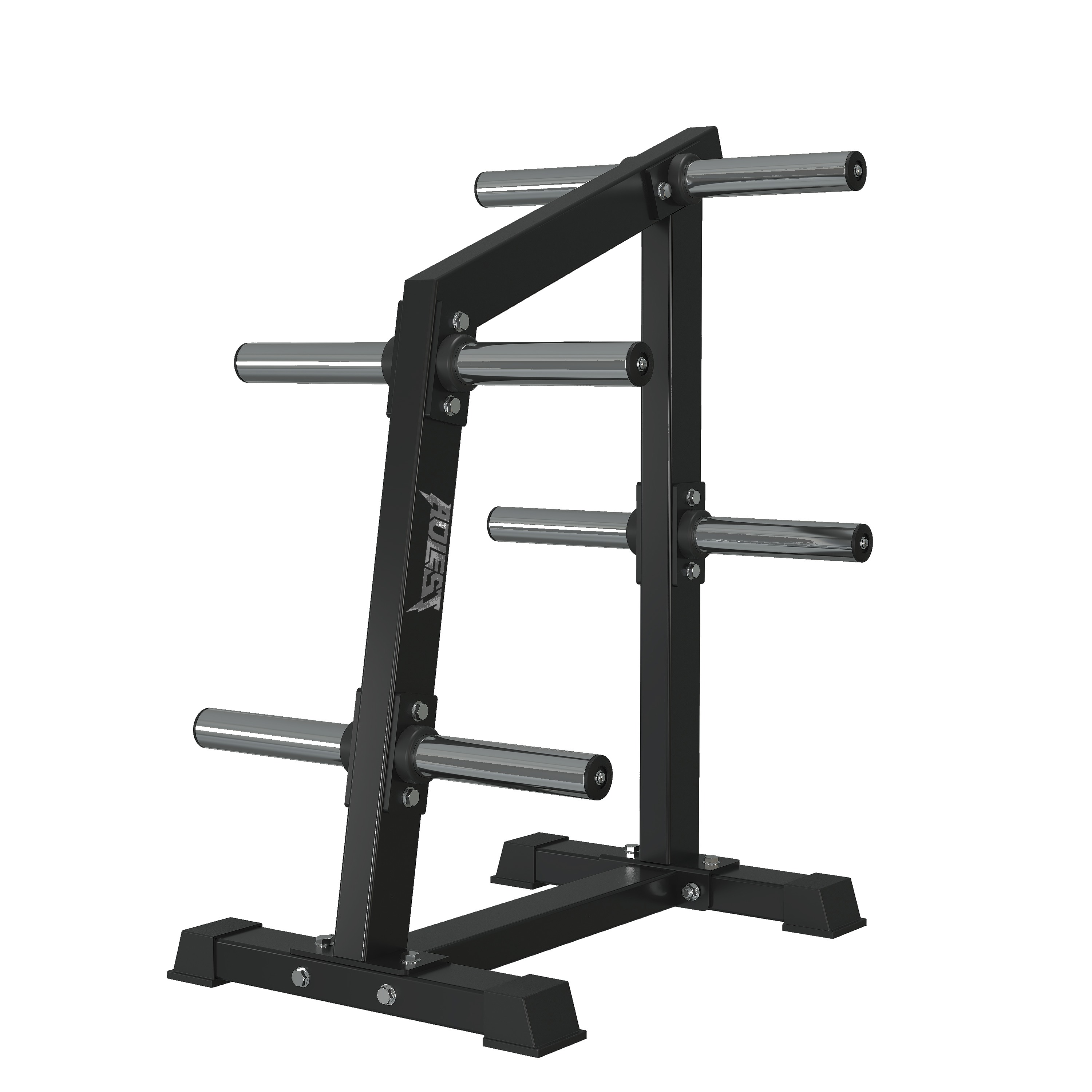 A-frame Olympic plate tree with eight chrome plate horns across four tiers