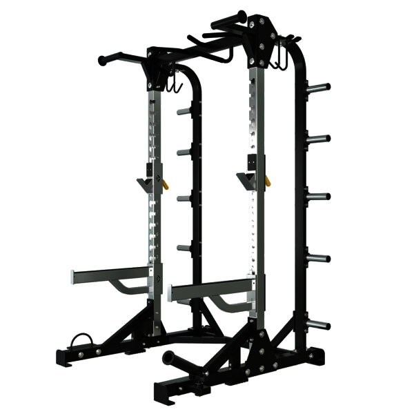 Full power squat rack with pull-up bar and plate storage, model ALAHM-53