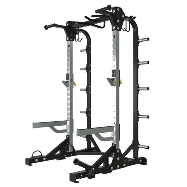 Full power squat rack with pull-up bar and plate storage, model ALAHM-53